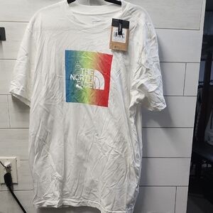 NWT The North Face Men's White T-Shirt with Rainbow Logo